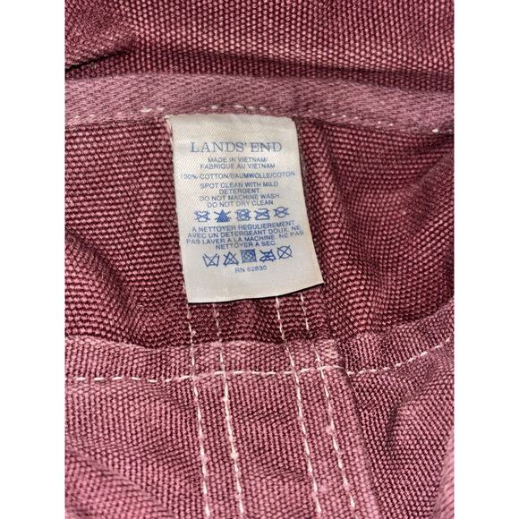 LANDS END Heavyweight Canvas Tote Open Maroon Pockets Inside & Out Key Fob Med - Picture 10 of 16